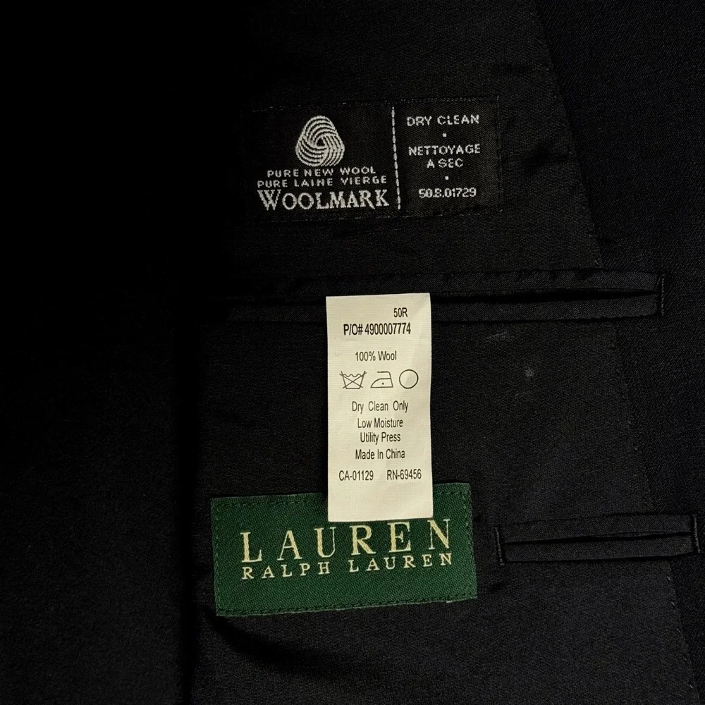 Vintage Lauren Ralph Lauren Black Wool Blazer Gold Buttons 90s Classic